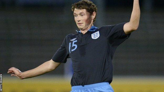 George Evans in action for England U19s against Germany