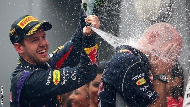 Sebastian Vettel celebrates