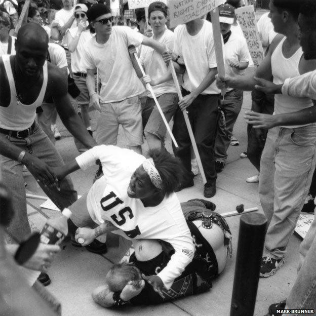 Keshia Thomas protecting the man