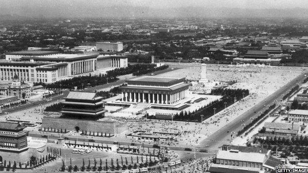 14th October 1977: Tiananmen Square in Beijing with the giant mausoleum of Chairman Mao in its centre