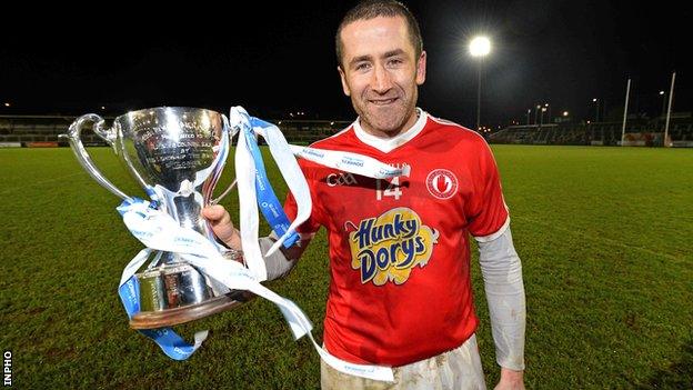 Victorious Tyrone captain Stephen O'Neill with the McKenna Cup