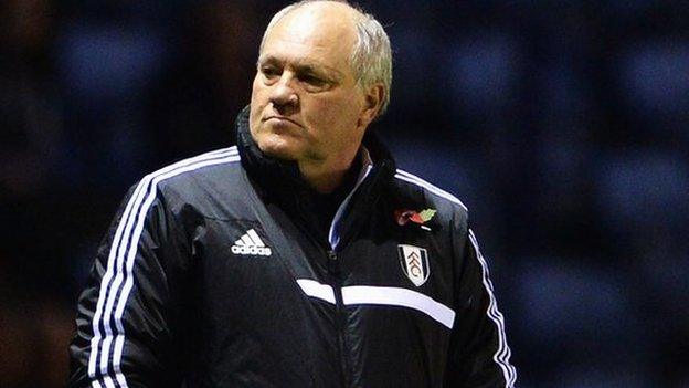 Fulham boss Martin Jol watches on a his side lose to Leicester City