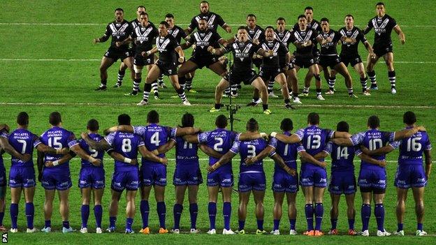 New Zealand perform the Haka against Samoa