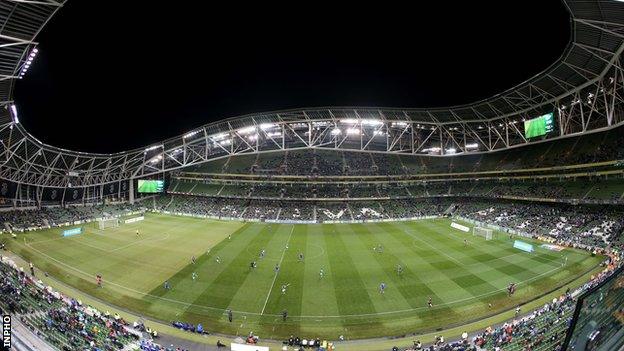 The Aviva Stadium will stage a friendly between Republic of Ireland and Latvia on 15 November