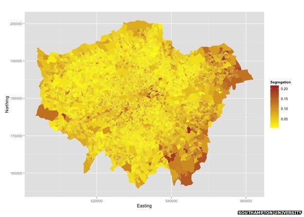 Segregation map of London