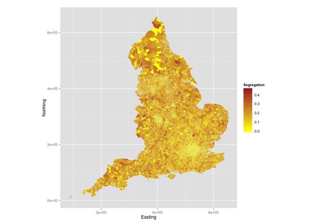 Segregation map of England