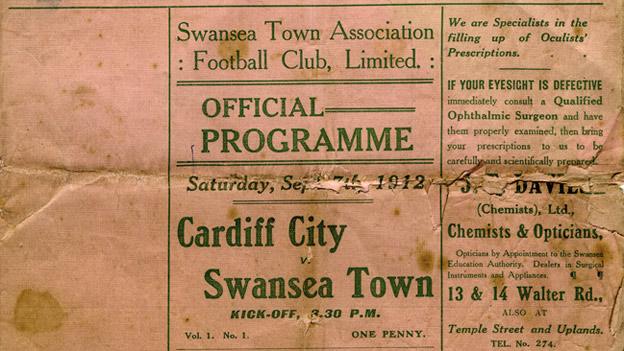 Cardiff City v Swansea Town derby programme