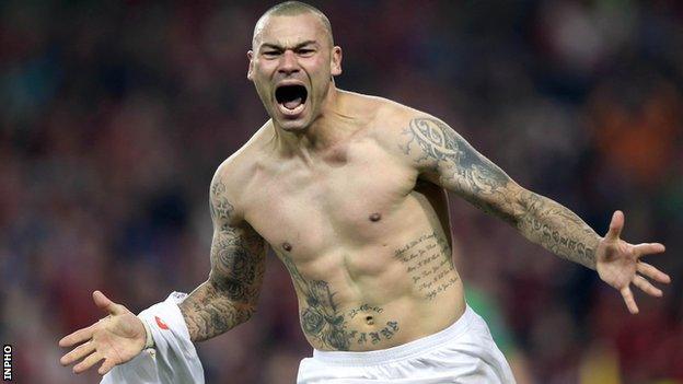 Anthony Elding celebrates scoring the winning goal