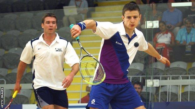 Scottish squash player Alan Clyne in action at the 2010 Commonwealth Games