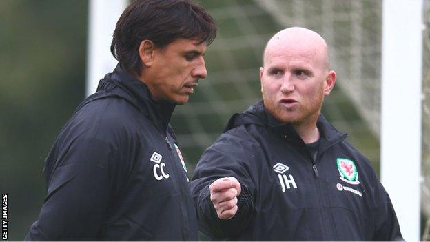 John Hartson with Wales manager Chris Coleman