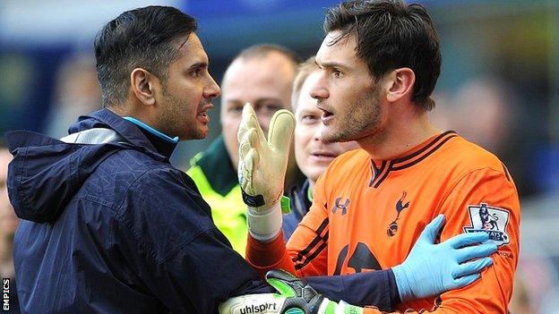 Tottenham goalkeeper Hugo Lloris suffered a serious head injury at Everton