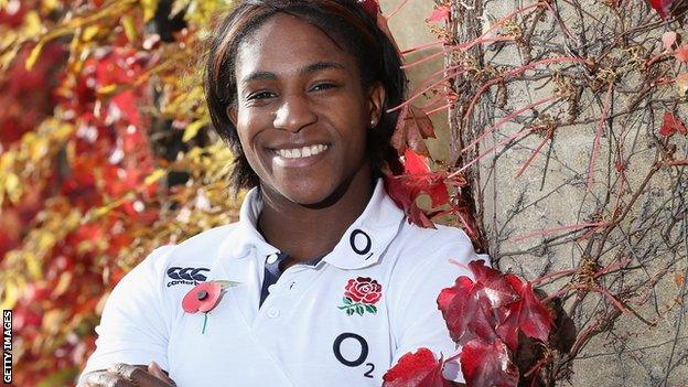 Maggie Alphonsi poses at England's training base