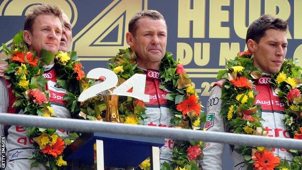 Allan McNish, Tom Kristensen and Loic Duval