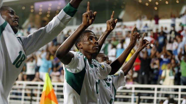 Nigerian players celebrate