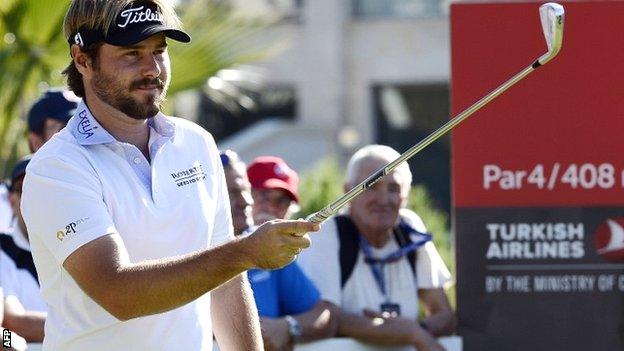 Victor Dubuisson in third-round action at the Turkish Airways Open