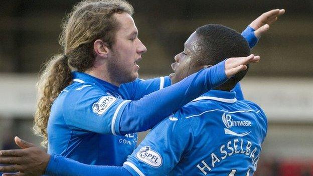 Stevie May and Nigel Hasselbaink