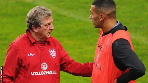 England manager Roy Hodgson with Steven Caulker