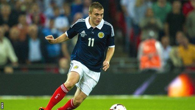 James Forrest in action for Scotland