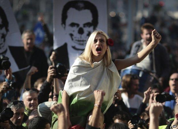 Marchers in Sofia, 10 November