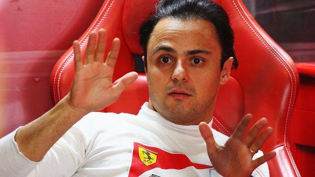 Felipe Massa in the Ferrari garage