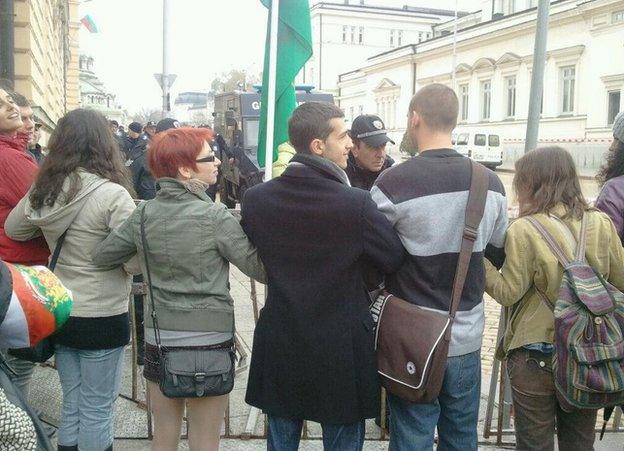 Protesters in Sofia, 12 November (photo by Anna Stambolieva)