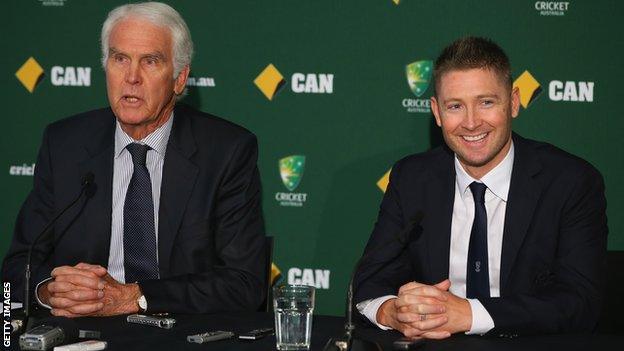 Chairman of selectors John Inverarity and Captain Michael Clarke