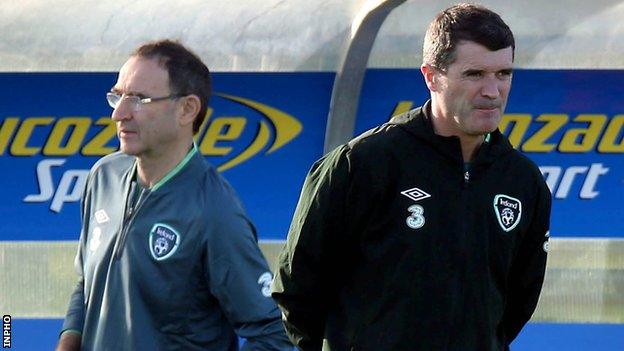 Martin O'Neill and Roy Keane take charge of Republic of Ireland training for their first time since their appointments