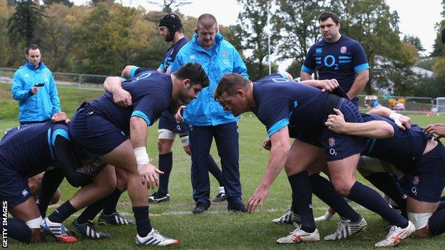 England forwards coach Graham Rowntree oversees a training session ahead of Saturday's Twickenham Test against New Zealand