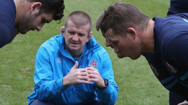 England forwards coach Graham Rowntree oversees a training session ahead of Saturday's Twickenham Test against New Zealand