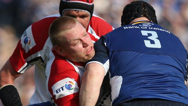 Tom Court battles with Leinster's Mike Ross in last season's Pro12 final