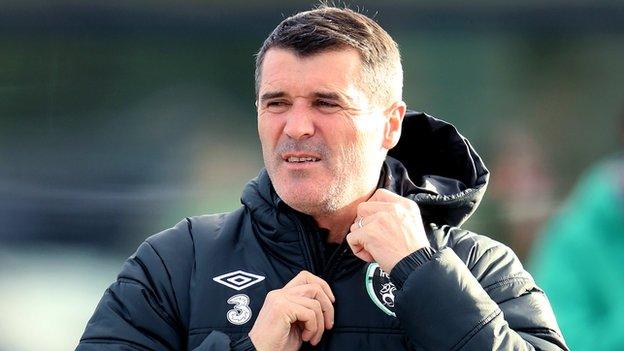 Roy Keane wraps up at Republic of Ireland training on Wednesday