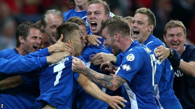 Iceland celebrate their draw with Switzerland