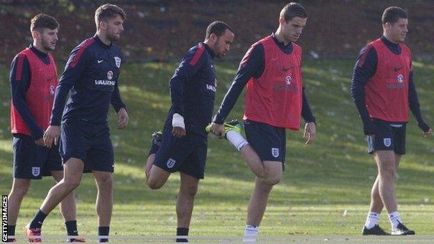 England players in training