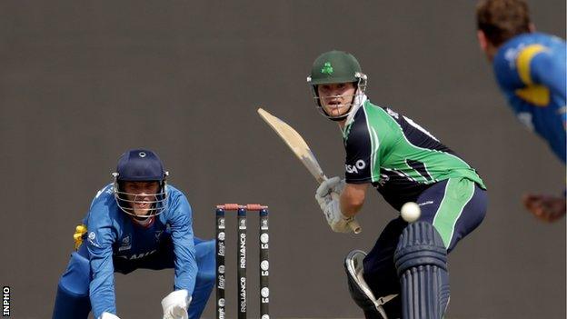 Paul Stirling batting against Namibia on Friday