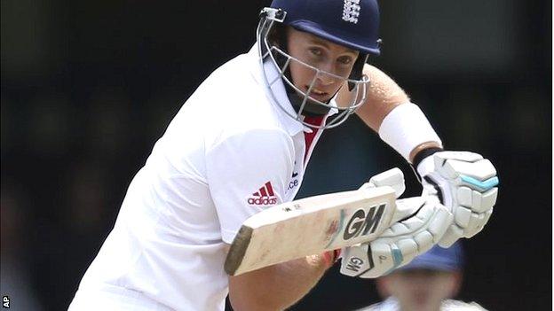 England batsman Joe Root in action against an Invitational XI in Sydney