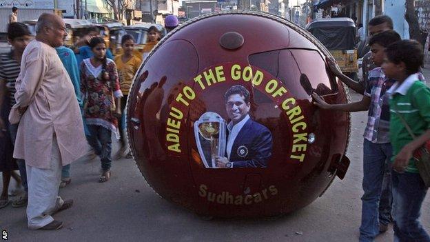 India fans with their tribute to Sachin Tendulkar