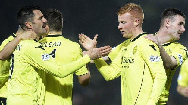 St Mirren celebrate Conor Newton's goal