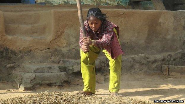 Manju pounding millet