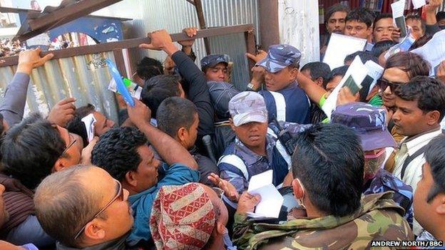 Crush outside the department for foreign employment in Kathmandu