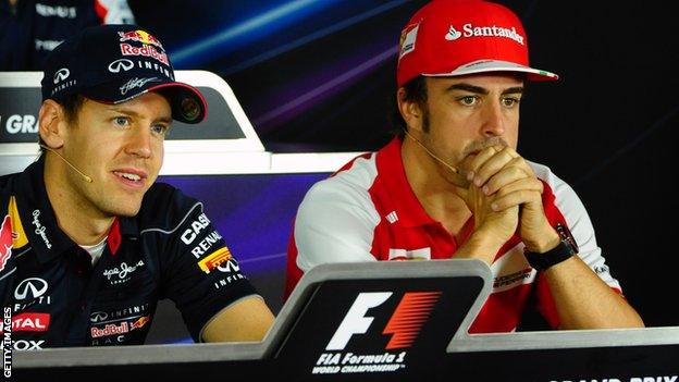 Sebastian Vettel (left) and Fernando Alonso