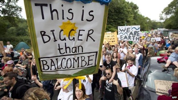 Demonstrators against fracking in Balcombe, Sussex