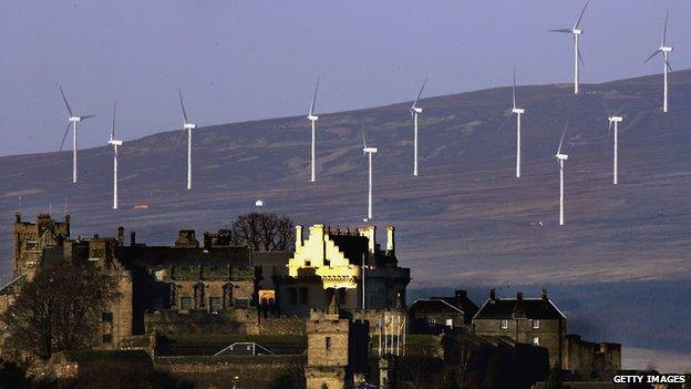 Wind turbines near Stirling Castle