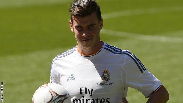 Gareth Bale in a Real Madrid shirt