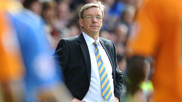 Shrewsbury Town manager Graham Turner watches this season's meeting with his former club Wolves