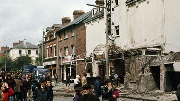 The aftermath of an IRA bomb in Belfast in 1972