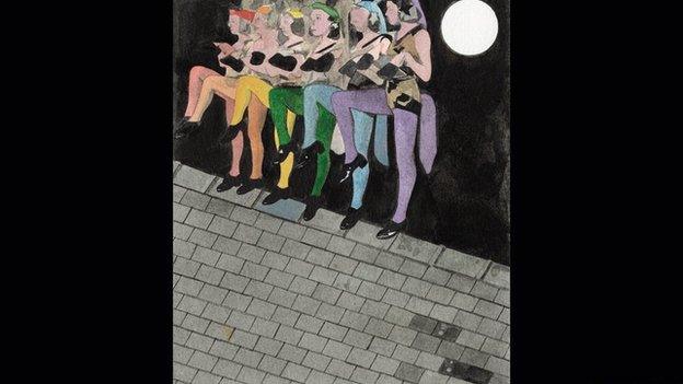 Women's Welfare hoofing, bloomered, in the moon. Pic courtesy of Sir Peter Blake