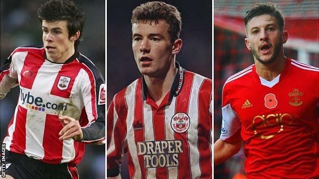 Gareth Bale, Alan Shearer and Adam Lallana playing for Southampton