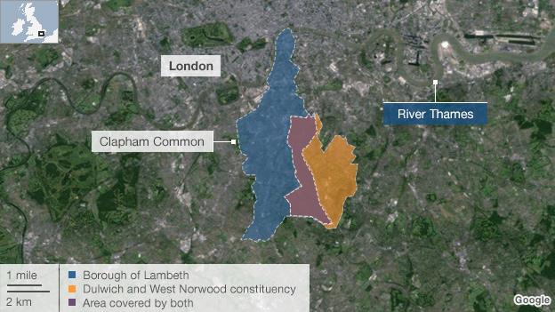 Map of Lambeth in south London