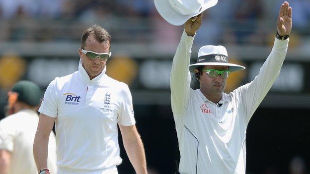 Graeme Swann is hit for six for England against Australia in Brisbane