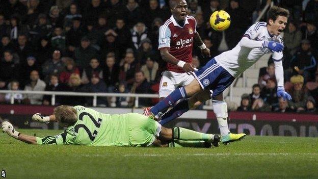 Oscar goes to ground in the incident that saw Chelsea awarded their penalty